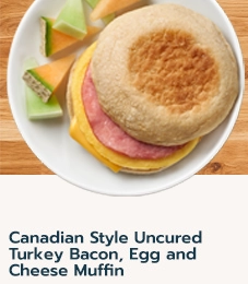 Canadian Style Uncured Turkey Bacon, Egg and Cheese Muffin