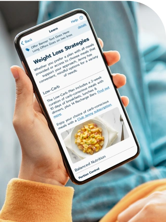 person looking at Jenny craig website on cell phone